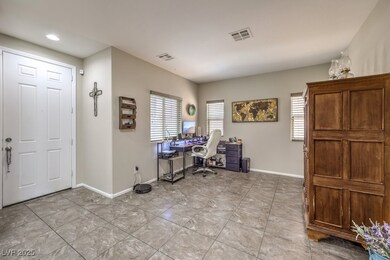 Office area featuring baseboards and recessed ligh