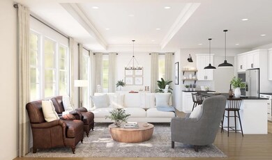 Great room with crown moulding