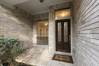A covered brick porch