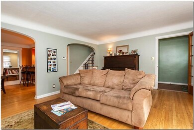 View of hardwood floored living room