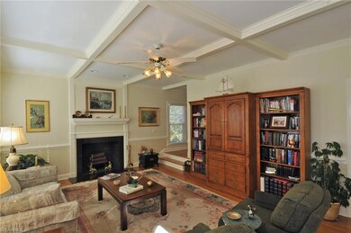 Den with coffered ceiling