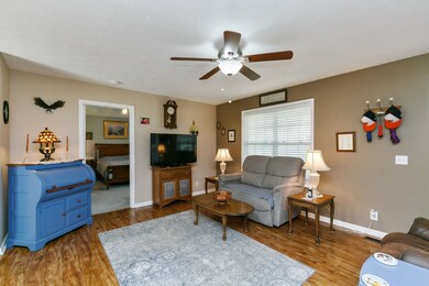 Living room with a large double window