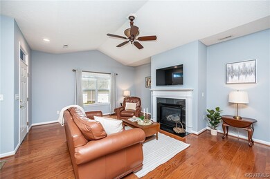 Living room view from the dining room area of the