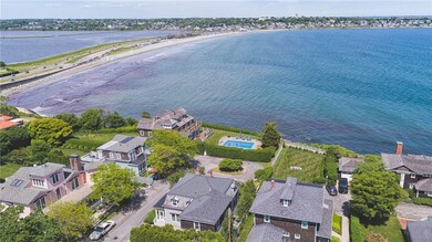 View of Eastons Beach and distant view of the Engl