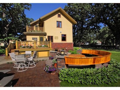 Relax on the patio with fire pit and custom curved