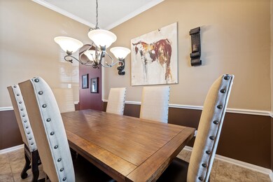 Beautiful light fixture + lovely accent paint!