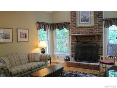 Photo does ot show how brick fireplace soars to to