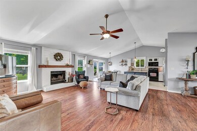 Great room, woodburning fireplace