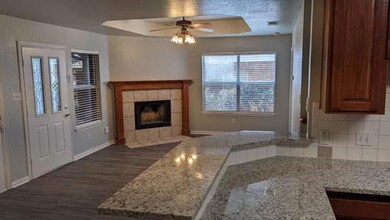 Living room featuring dark hardwood / wood-style f