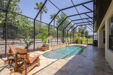 This amazing pool is surrounded by a travertine de