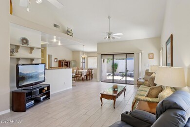 Family room with vaulted ceilings