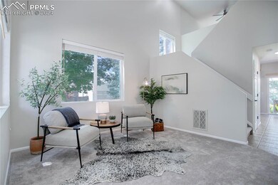 Vaulted ceiling in living room