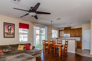 A peek into the private patio entered from the gre