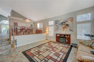 Spacious living room with Vaulted ceilings- Tile f