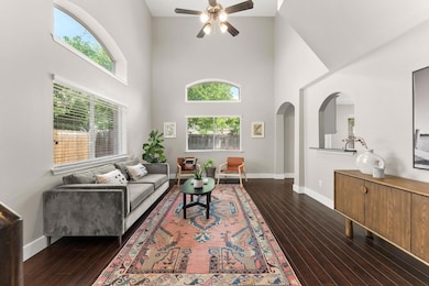 Living area featuring a towering ceiling, ceiling