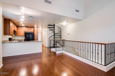 Wood floors and iron railings