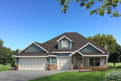 View of front facade featuring a front lawn and concrete driveway