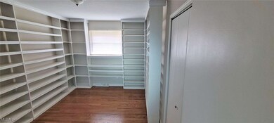 Walk in closet featuring dark wood-style floors