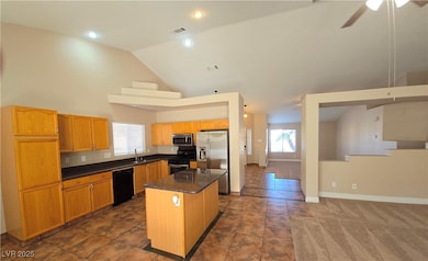 Kitchen with appliances with stainless steel finis