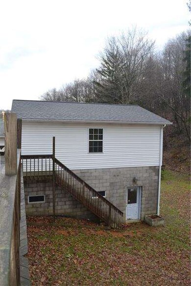 view of garage from deck
