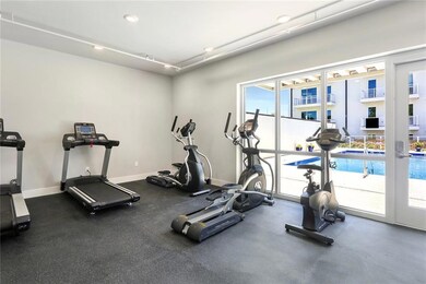 Fitness facility overlooks the pool