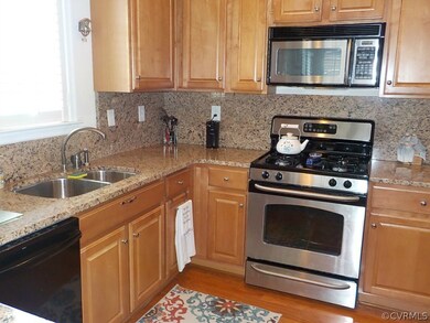 Kitchen with hardwood floor and stainless steel ap