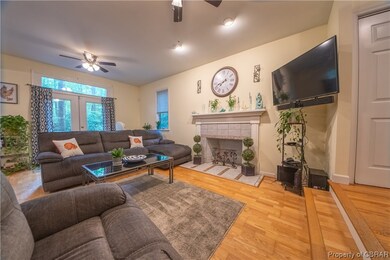 Beautiful oak floors. Fireplace and French doors w