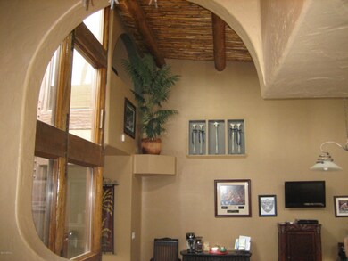 Family room with Latilla Ceiling
