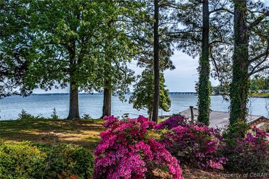 Water view with a dock
