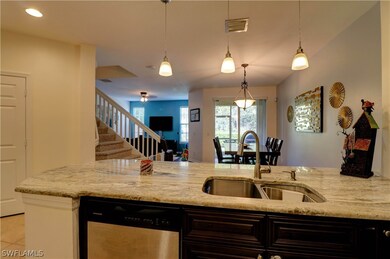 View from kitchen to dining & living room.