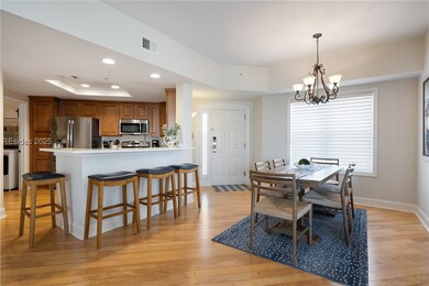 Dining area, and open kitchen with engineered hard
