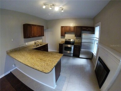 bar, kitchen & fireplace