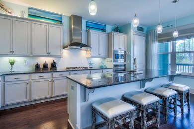 Kitchen with designer lighting