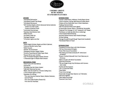 Cherry Grove Standard Features