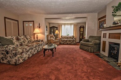 georgous living room w/ decorative fireplace
