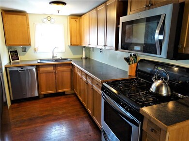 View into the kitchen.  Note newer remodel and app