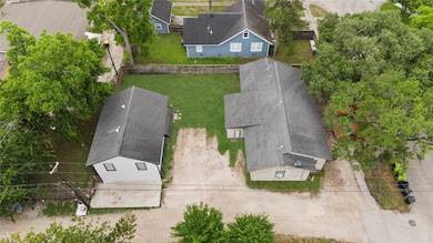 Aerial view reveals two separate buildings sharing