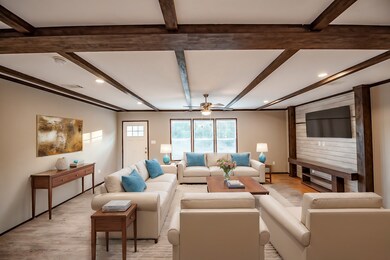 Airy living room overlooked from kitchen