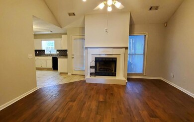 Open living area and kitchen