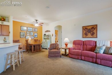 Living room with patio access and gas fireplace