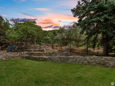 View of yard at dusk
