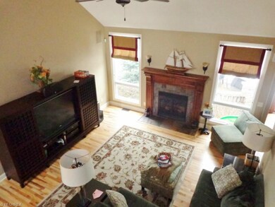 This is the living room with vaulted 2-story ceili