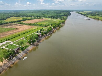 Overview of rural landscape with a nearby body of 
