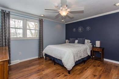 Large master bedroom with double closets.