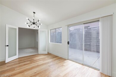 View of dining room with primary bedroom french do