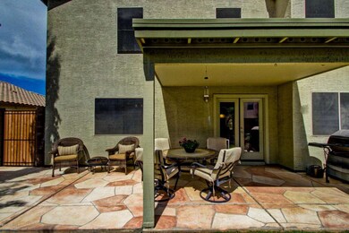 Covered faux flagstone patio