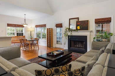 Living room flows to kitchen