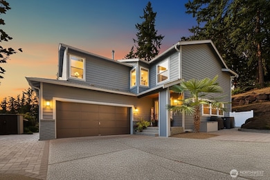 Front of house. Twilight enhanced photo.