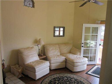 French doors. Cathedral ceiling. Ceiling fan. Lami