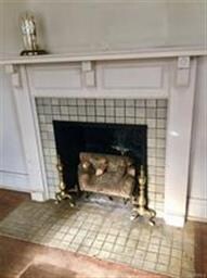 HANDSOME MANTLE WITH TILE SURROUND AND TILE HEARTH